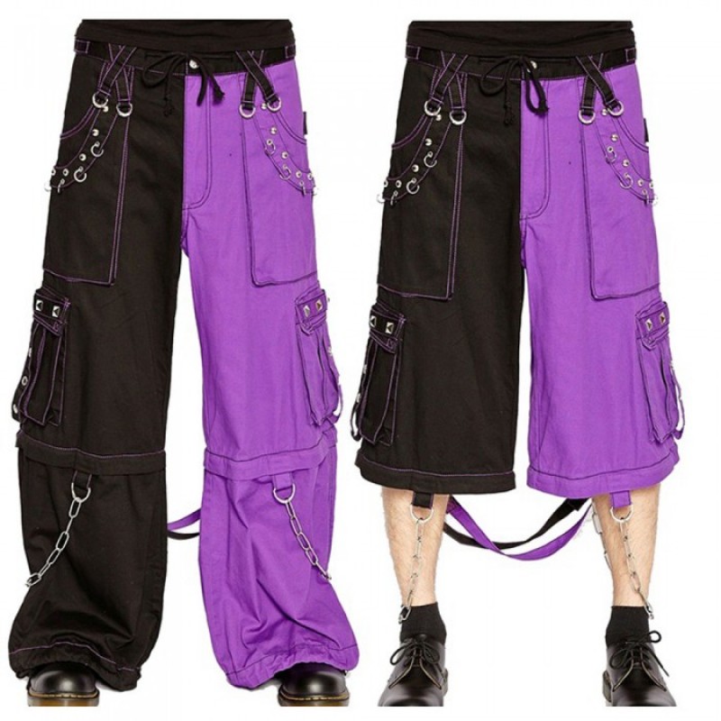 Men Bondage Trouser Punk Rock Transformer Purple Baggy Trouser